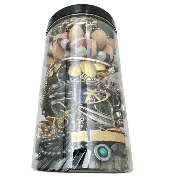 Mystery Jewelry Jar #1035 Wearable Quality Pieces 2lbs Necklace Bracelet Earring - Picture 1 of 4